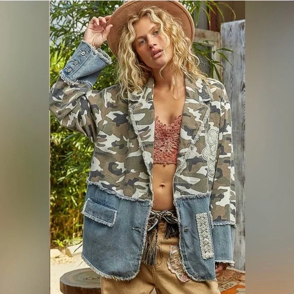 NWT: POL Camouflage and Denim Jacket - Picture 12 of 14